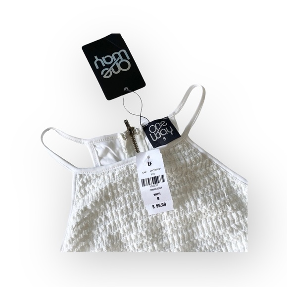 new LF One Way ✌︎︎ Festival Crochet Halter Spaghetti Strap Crop Top ✌︎︎ White - Picture 4 of 15